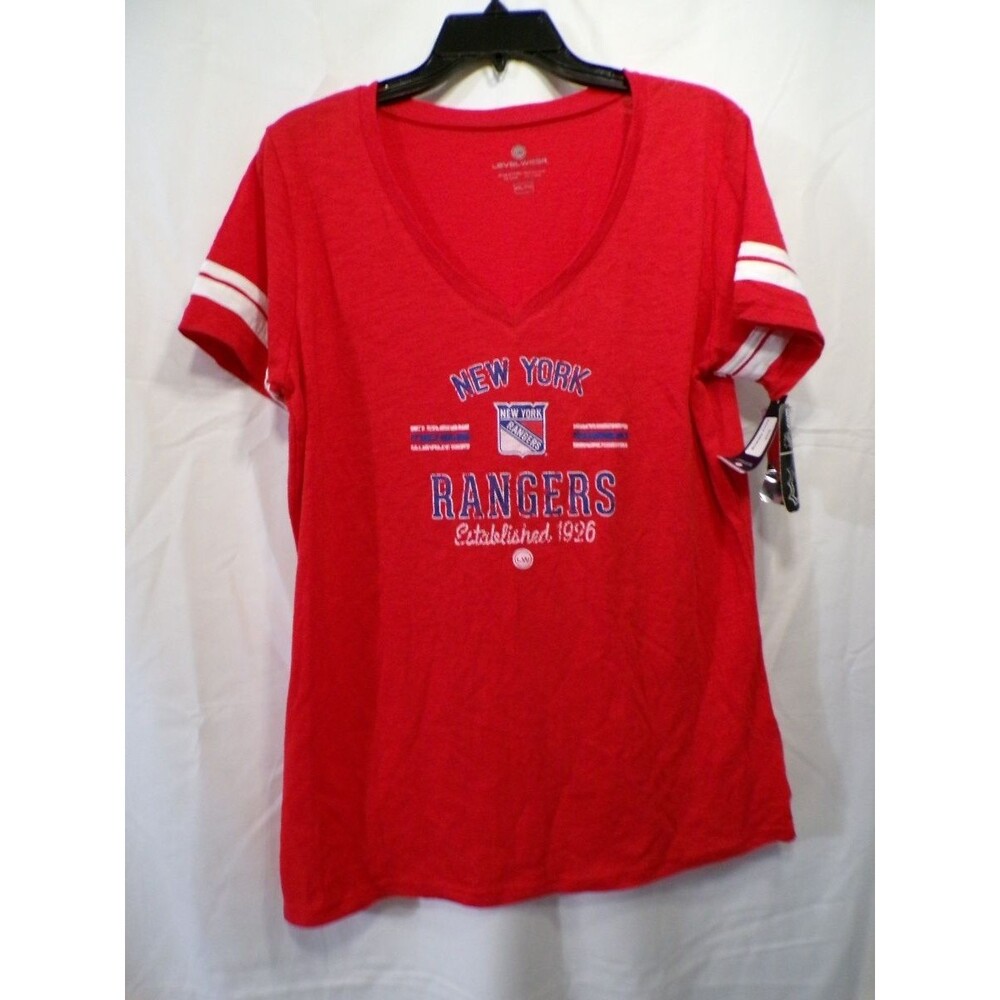 Levelwear Women's NY Rangers V-Neck T-Shirt Red 2XL